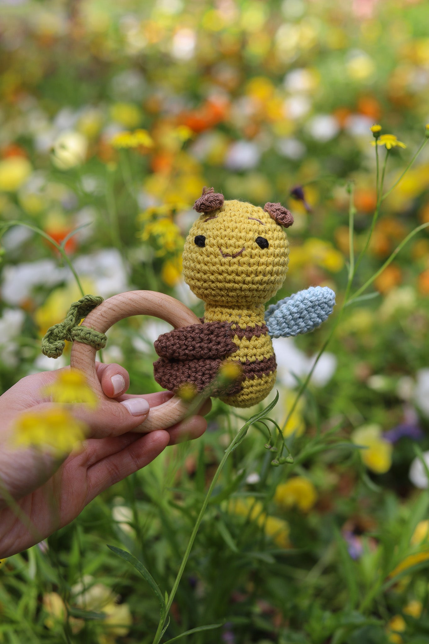 Crochet Bee Baby Rattle Toy