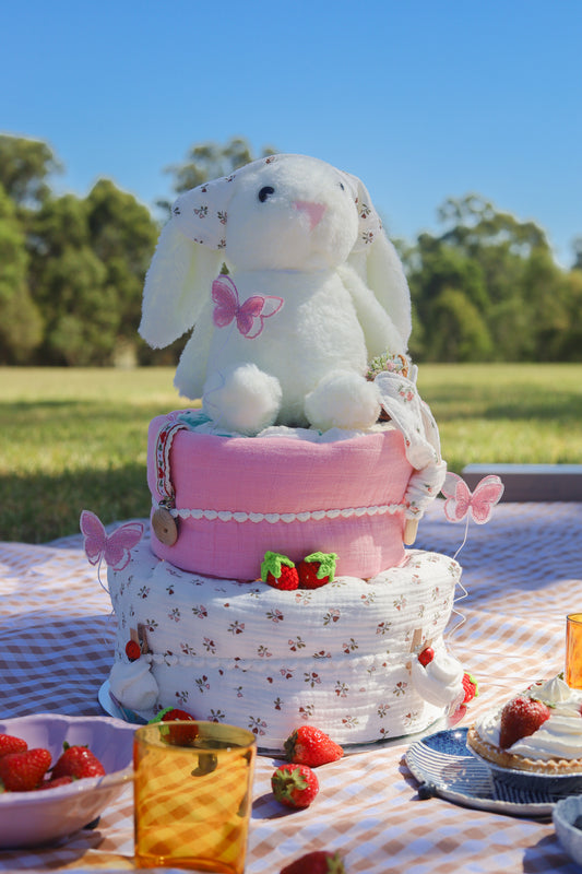 Strawberry Picnic 2-Tier Nappy Cake