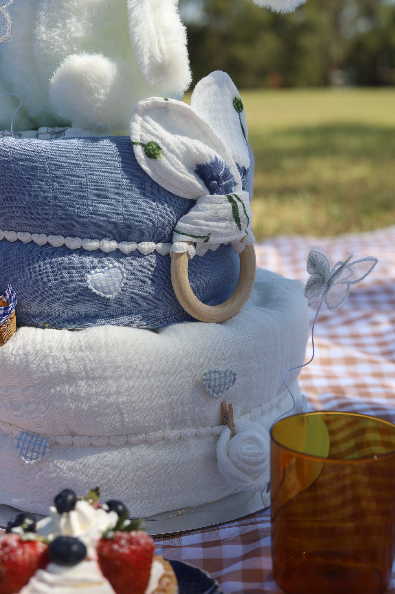 Baby Blue Picnic 2-Tier Nappy Cake