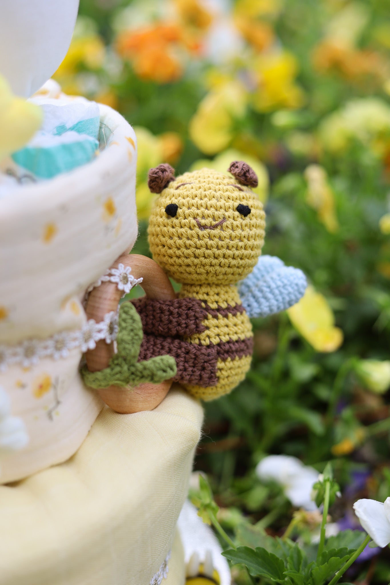 Crochet Bee Baby Rattle Toy